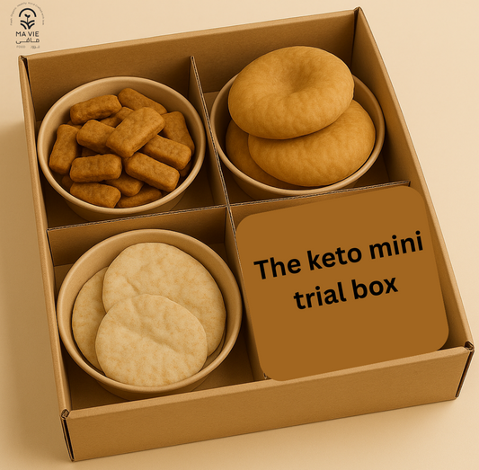 The Keto Mini Trial Box عيش بلدى لوز محمص + عيش بلدى سمسم محمص + منين