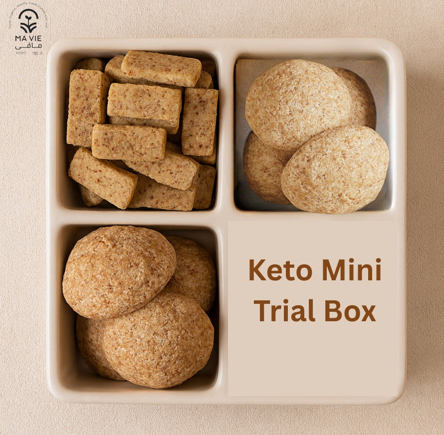 The Keto Mini Trial Box عيش بلدى لوز محمص + عيش بلدى سمسم محمص + منين
