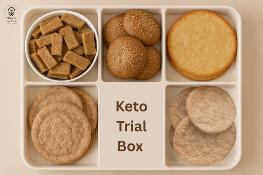 The Keto Trial Box عيش بلدى لوز + عيش بلدى سمسم + عيش كيزر + قاعدة بيتزا + منين