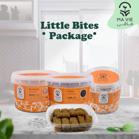 Little Bites Package (بذور الشيا + علبة بذور عباد الشمس + بذور الكينوا + منين 24 قطعة)